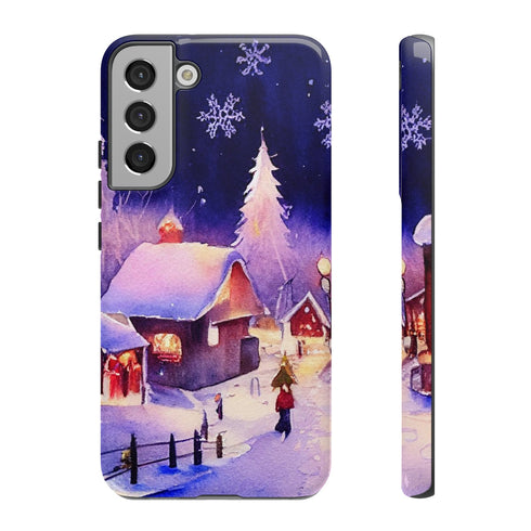 Christmas Homes in the Snow - Impact Resistant Phone Case Samsung Galaxy S22 Plus Glossy